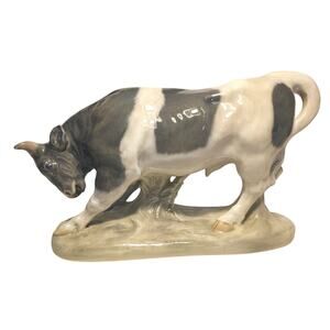 Large Royal Copenhagen Porcelain Bull Figurine Signed by Artist